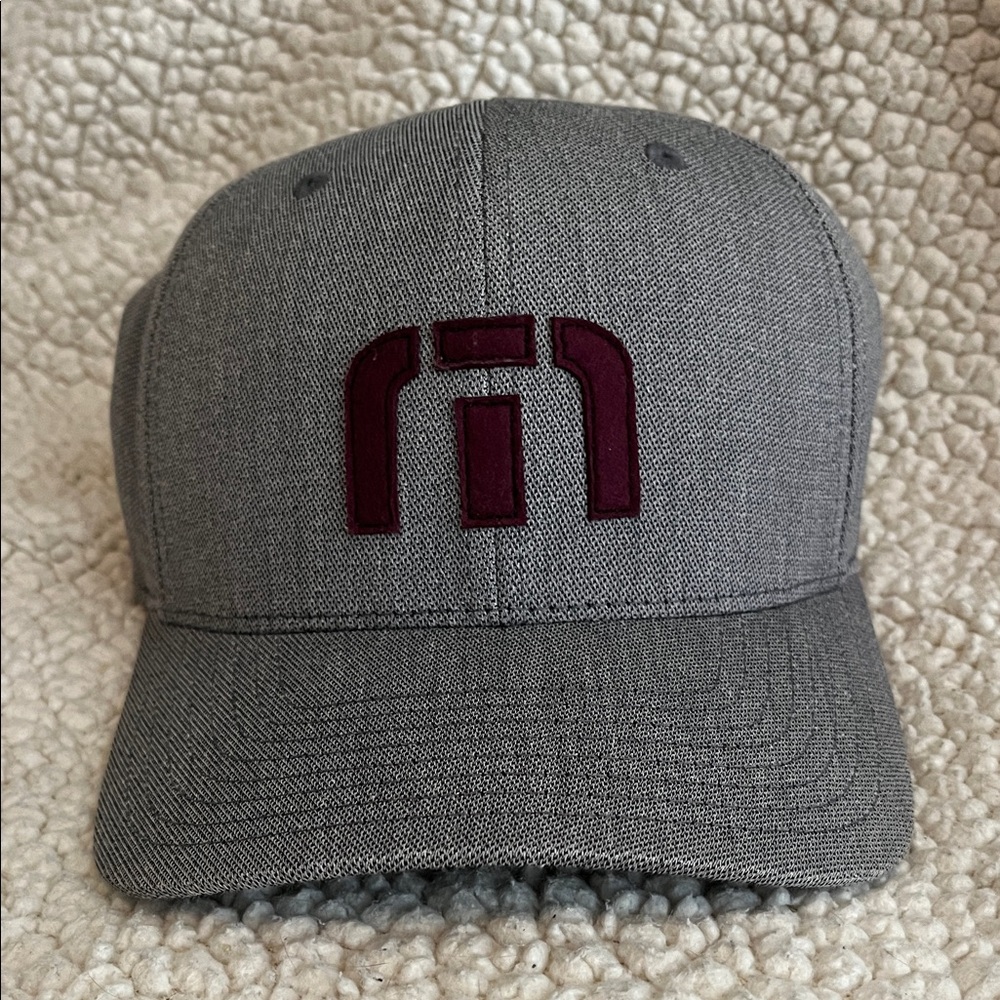 Travis Mathew Gray and Maroon Hat
